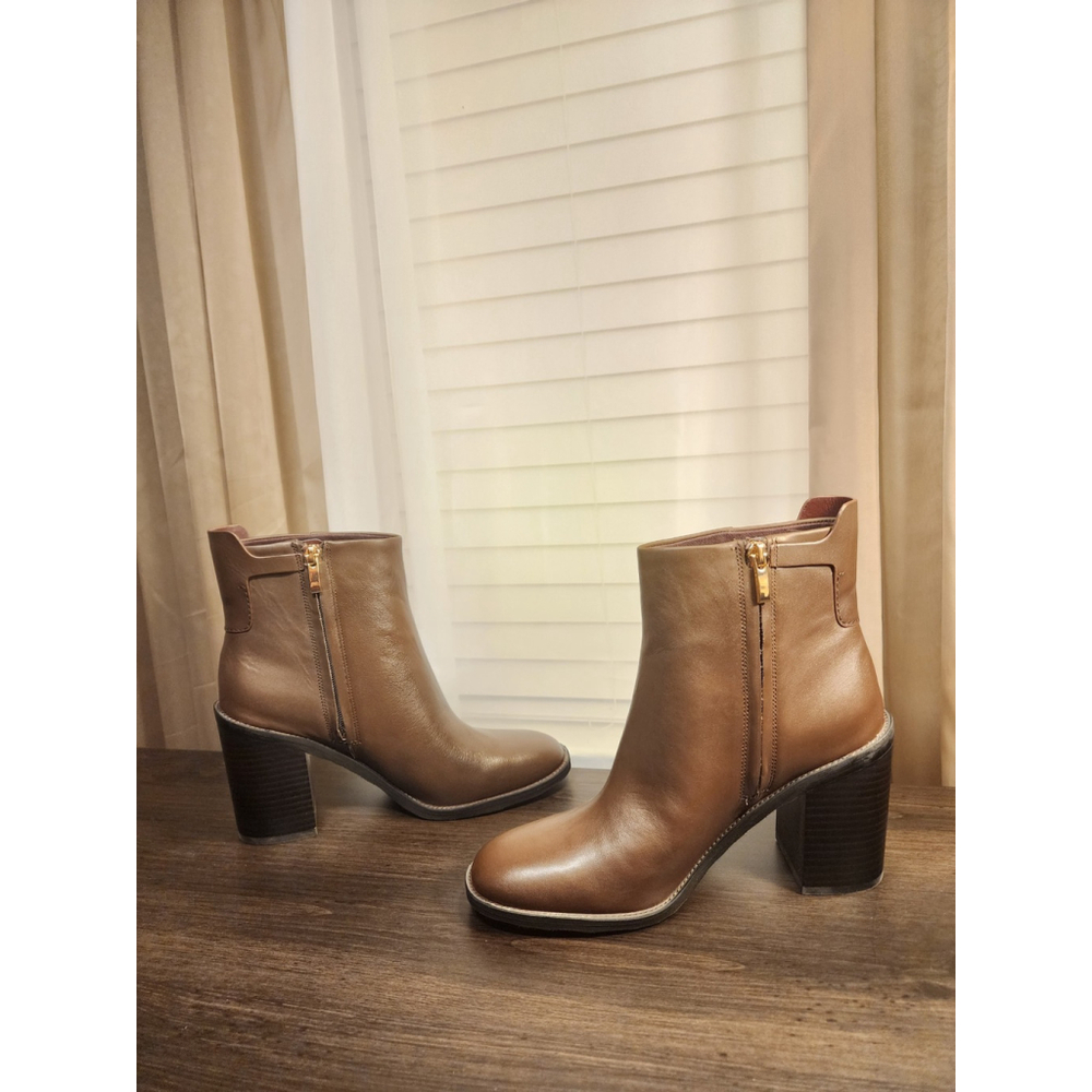 Franco Sarto Rivet LEATHER Buckle Ridding Boots Booties SZ 9.5 M Umber Brown - Picture 12 of 16
